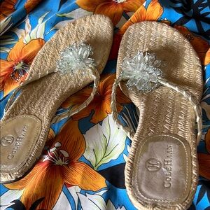 Cole Haan Women's Tan Sandals with Floral Accent 7.5